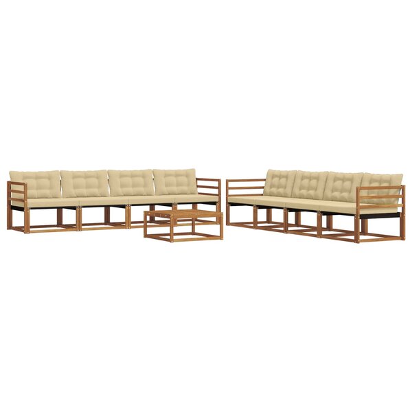 vidaXL Ensemble de canapés d'extérieur 9 pc Naturel et Beige