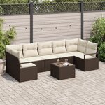 Ensemble de canapé de jardin vidaXL 8 pièces avec coussins marron en poly rotin