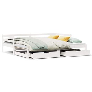 vidaXL Lit de jour et tiroirs sans matelas blanc 90x200 cm bois massif