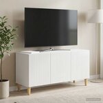 vidaXL Meuble TV 99 x 34 5 x 50 cm Blanc brillant Bois d'ingénierie