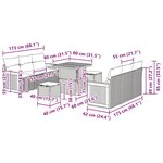 vidaXL Ensemble de canapé de jardin 9 Pièces Gris 80 x 80 x 71 cm