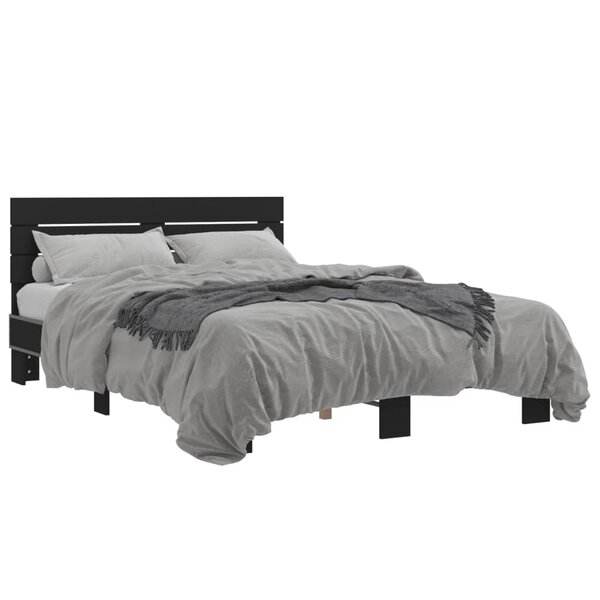 vidaXL Cadre de lit sans matelas noir 135x190 cm