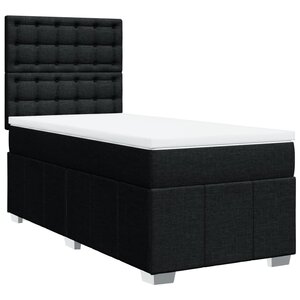 vidaXL Sommier à lattes de lit avec matelas Noir 90x200 cm Tissu