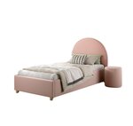Lit MOON rose 90x200 - Coffre + pouf assorti