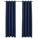 vidaXL Rideaux occultants avec anneaux en métal 2 Pièces Bleu 140x225 cm