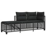 vidaXL Salon de jardin d'angle 3 Pièces avec coussins noir résine tressée