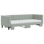 vidaXL Lit de jour avec gigogne et matelas gris clair 80x200cm velours