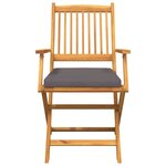 vidaXL Chaises de jardin pliantes avec coussin gris - 2 pièces en bois d'acacia massif