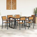 vidaXL Ensemble de salle à manger pour jardin 7 Pièces Noir et marron