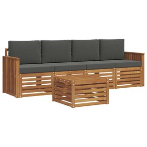 vidaXL Ensemble de canapés d'extérieur 5 Pièces Naturel et Anthracite