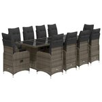 vidaXL Ensemble de bistro de jardin 11 Pièces coussins gris poly rotin