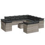 vidaXL Salon de jardin avec coussins 14 Pièces gris clair résine tressée