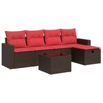 vidaXL Salon de jardin avec coussins 6 Pièces marron résine tressée