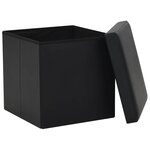vidaXL Tabouret de rangement pliable Noir Similicuir