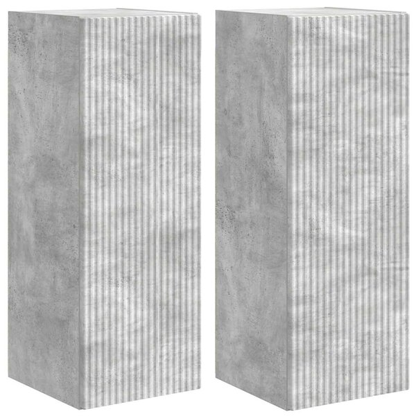 vidaXL Meuble TV mural 2 Pièces Béton 30 x 31 x 80 cm Bois d'ingénierie