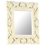 vidaXL Miroir sculpté à la main Blanc 50x50 cm Bois de manguier massif