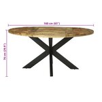 vidaXL Table de salle à manger 160 x 160 x 76 cm bois de manguier brut