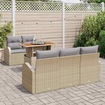 vidaXL Ensemble de canapé de jardin 6 Pièces Beige Poly rotin