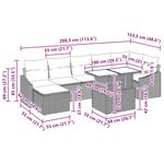 vidaXL Ensemble de canapé de jardin avec coussin 8 Pièces Marron et rouge