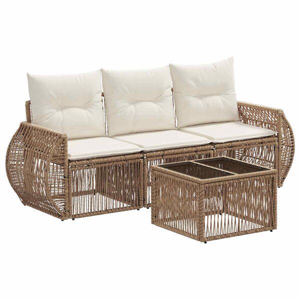 vidaXL Ensemble de canapé de jardin 4 Pièces Beige et blanc crème