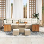 vidaXL Ensemble de canapé de jardin avec coussin 10 Pièces Beige et crème
