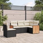 vidaXL Salon de jardin 5 Pièces avec coussins noir résine tressée