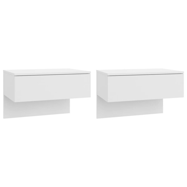 vidaXL Tables de chevet murales 2 Pièces Blanc