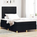 vidaXL Lit à ressorts avec matelas noir petit double en tissu