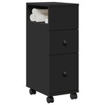 vidaXL Meuble étroit de salle de bain à roulettes noir