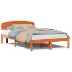 vidaXL Cadre de lit avec tête de lit marron ciré 140x190 cm Bois massif pin