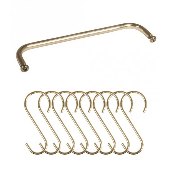 Fixation métal dorée 15 4 x 3 cm + 8 crochets en S