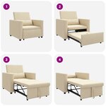 vidaXL Canapé-lit Simple Convertible 3-en-1 Crème Tissu