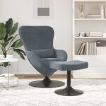 vidaXL Chaise Œuf avec Pouf Gris foncé 63 x 73 x 90 cm Velours