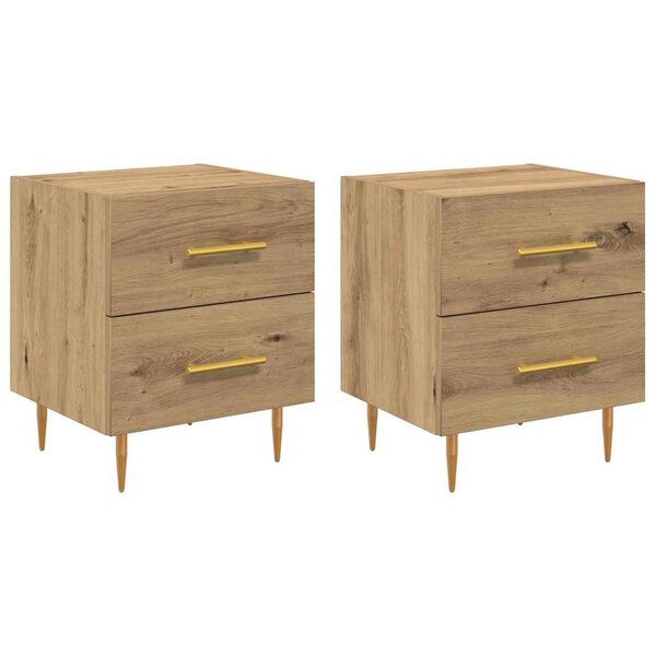 vidaXL Cabinet de chevet 2 Pièces Chêne artisanal 40 x 35 x 47 5 cm