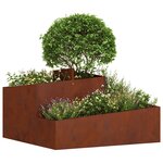 vidaXL Cache-pot de jardin Marron 80 x 80 x 50 cm Acier patiné