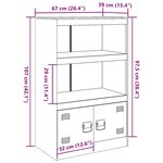 vidaXL Buffet rose 67x39x107 cm acier