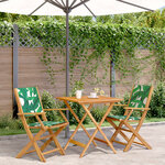 vidaXL Ensemble de bistro 3 Pièces motif de feuilles tissu et bois massif