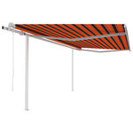 vidaXL Auvent automatique rétractable poteaux 4 5x3 5 m Orange marron
