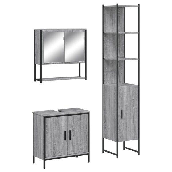 vidaXL Ensemble de meubles de salle de bain 3 Pièces Sonoma gris