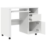 vidaXL Bureau avec roues Blanc 91 x 50 x 77 cm Bois d'ingénierie