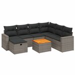 vidaXL Salon de jardin 8 Pièces avec coussins gris résine tressée