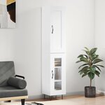 vidaXL Buffet haut Blanc brillant 34 5x34x180 cm Bois d'ingénierie