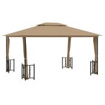 vidaXL Tonnelle avec parois et toit double 3x4 m Taupe