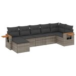 vidaXL Salon de jardin avec coussins 7 Pièces gris résine tressée