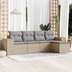 vidaXL Salon de jardin avec coussins 5 Pièces beige résine tressée