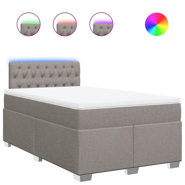 vidaXL Sommier à lattes de lit avec matelas taupe 120x190 cm tissu
