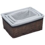 vidaXL Ensemble de paniers gigognes 3 Pièces Marron Saule