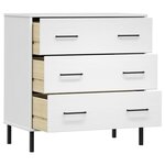 vidaXL Buffet avec 3 tiroirs Blanc 77x40x79 5 cm Bois massif OSLO