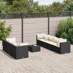 vidaXL Salon de jardin 8 Pièces avec coussins noir résine tressée