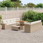 vidaXL Ensemble de canapé de jardin 11 Pièces Beige et crème polyrotin